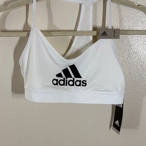 Adidas White and Black Logo Sports Bra